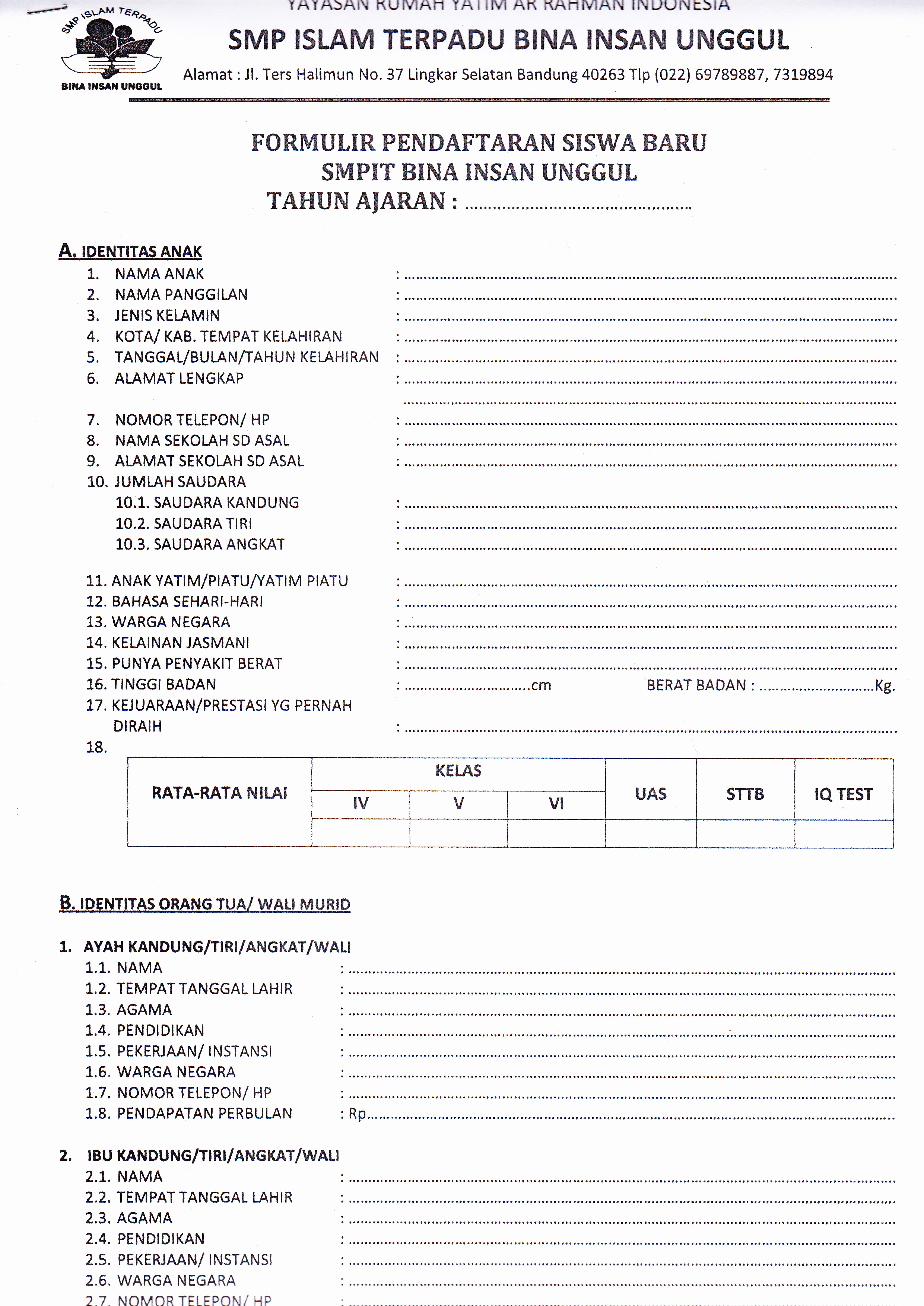 ekstrakurikuler formulir pendaftaran Contoh Formulir Contoh Pendaftaran   36